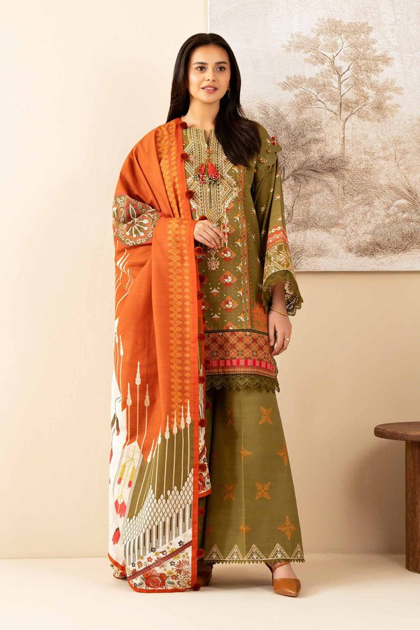 3 Piece - Digital Printed Embroidered Suit
